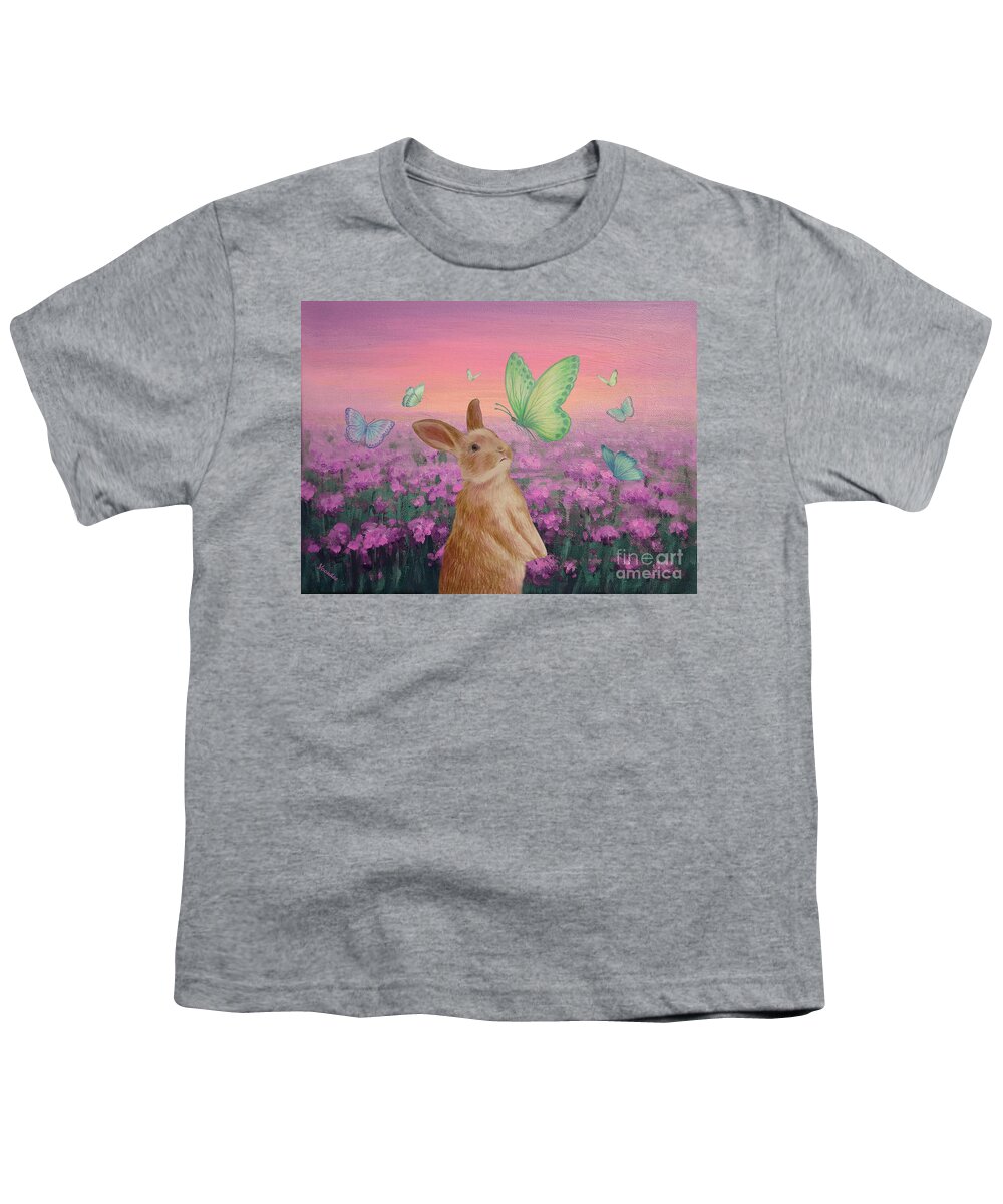 Butterfly Youth T-Shirt featuring the mixed media Butterfly Kisses by Yoonhee Ko
