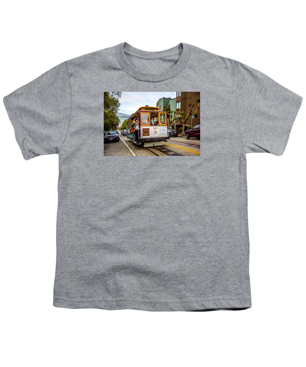 San Francisco Youth T-Shirt featuring the photograph Cable Car in San Francisco by Lev Kaytsner