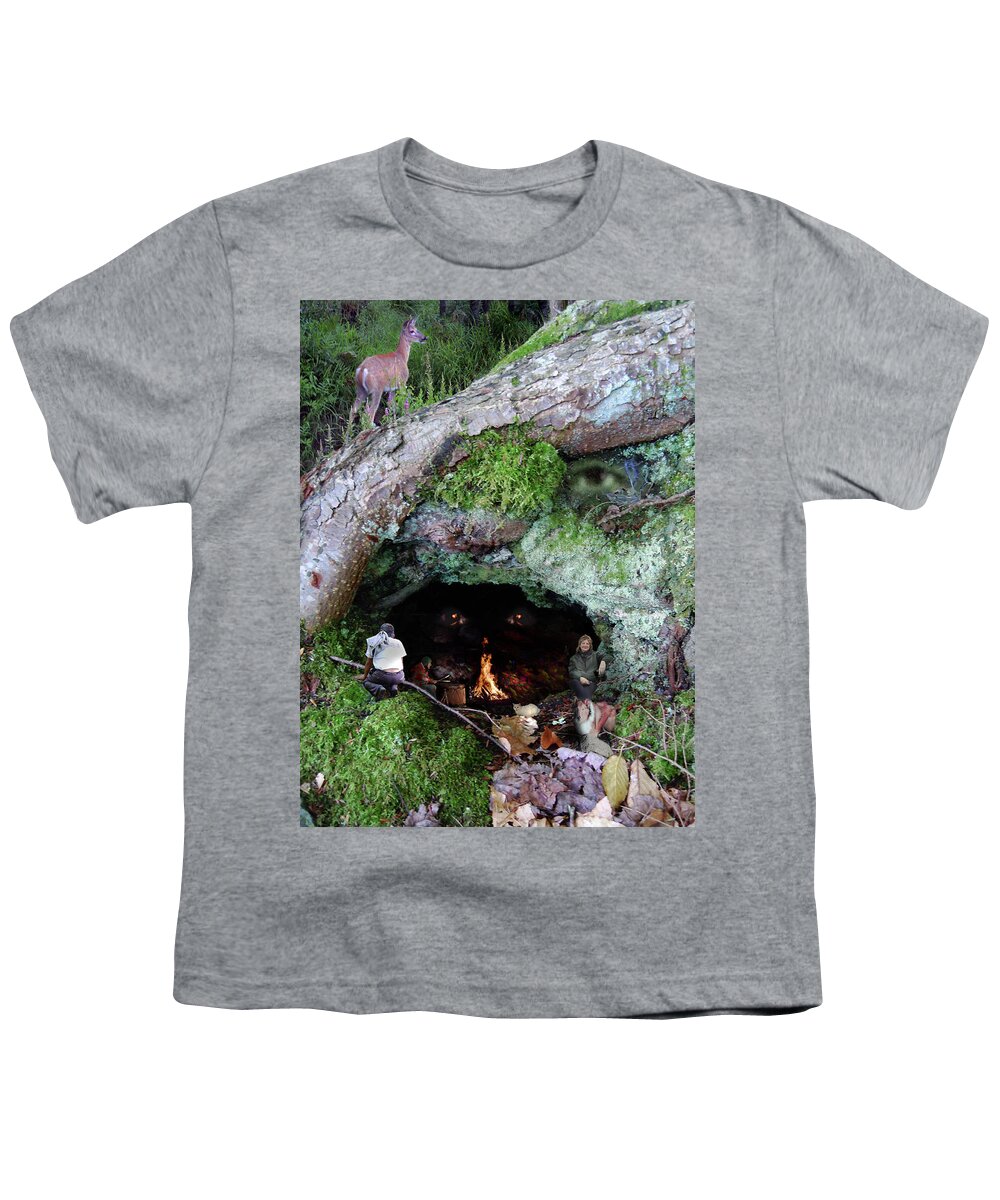 Photoshop Youth T-Shirt featuring the digital art Cave of Woodland Spirit by Nancy Griswold
