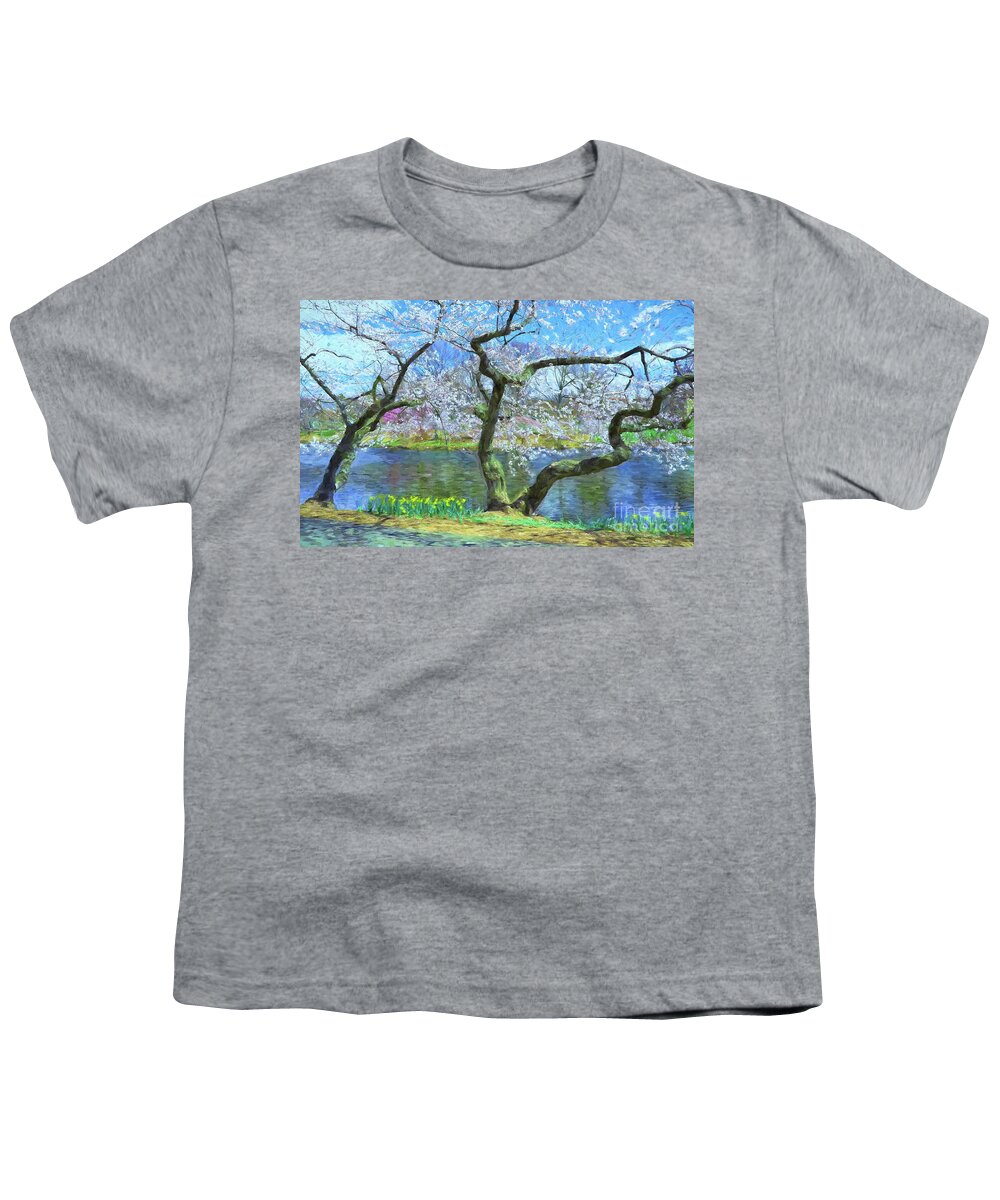 Cherry Blossoms Youth T-Shirt featuring the photograph Cherry Blossom Trees of Branch Brook Park 10 by Allen Beatty