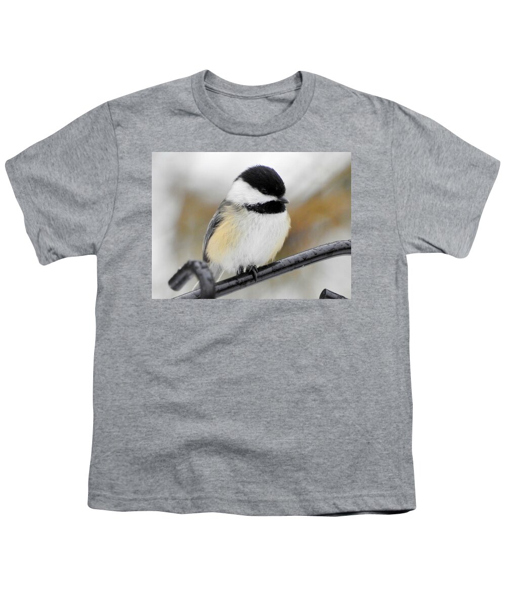 Chickadee Youth T-Shirt featuring the photograph Chickadee by Betty-Anne McDonald