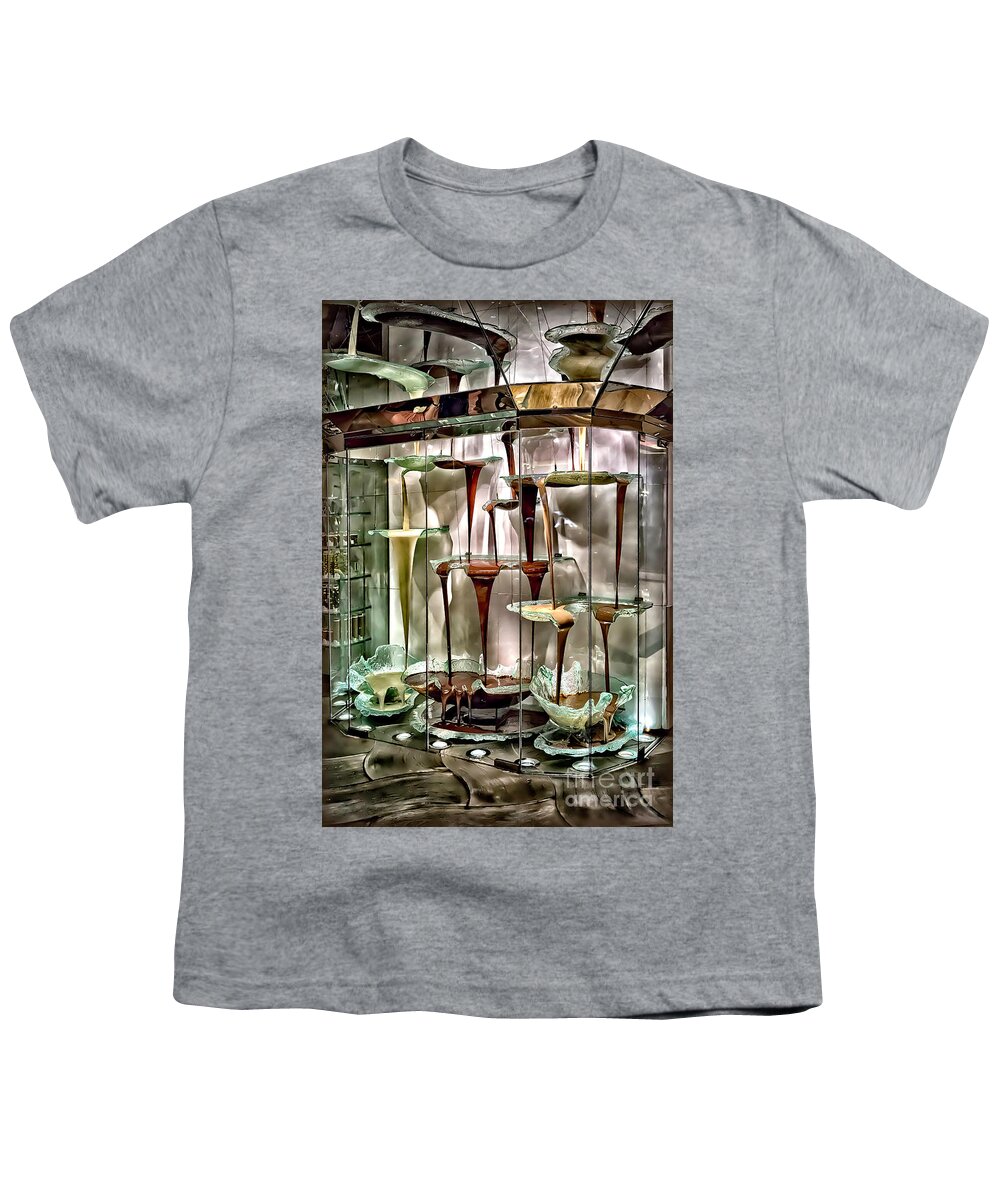 Chocolate Youth T-Shirt featuring the photograph Chocolate Fountain in Bellagio by Walt Foegelle