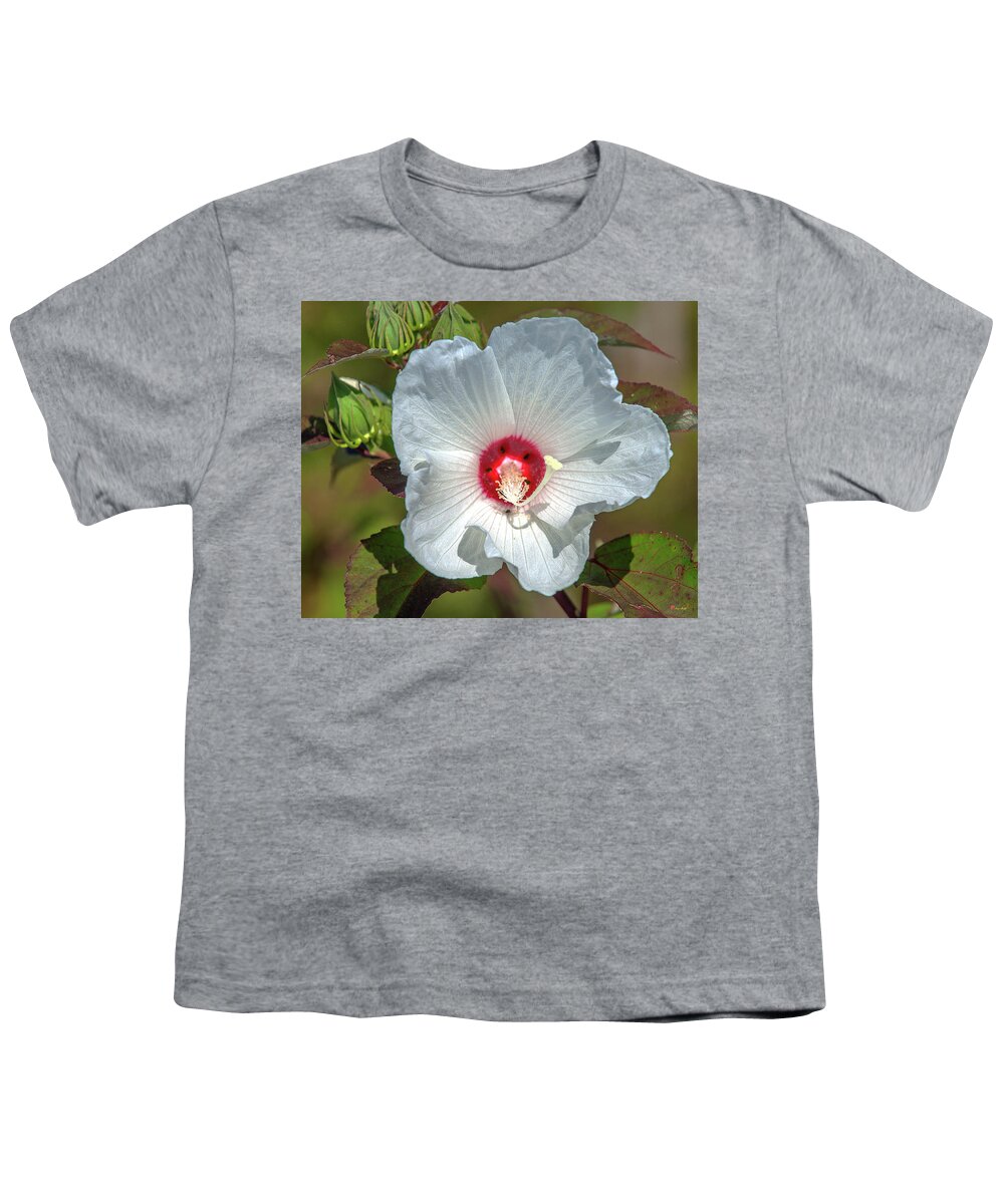 Marsh Youth T-Shirt featuring the photograph Crimson-eyed Rosemallow DSMF0321 by Gerry Gantt