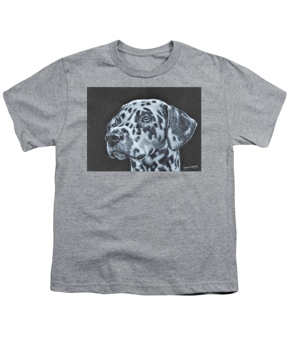 Dalmation Youth T-Shirt featuring the painting Dalmation Portrait by John Neeve
