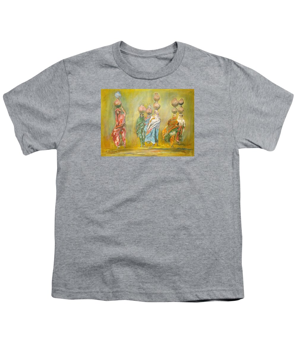 Landscape Youth T-Shirt featuring the painting Desert colors by Khalid Saeed