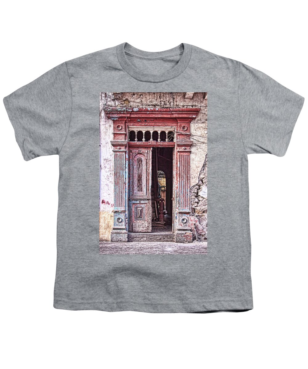 Panama Youth T-Shirt featuring the photograph Deteriorated door in Casco Viejo, Panama by Tatiana Travelways