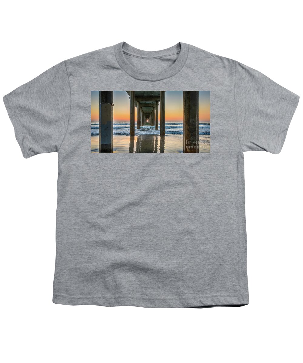 Beach Youth T-Shirt featuring the photograph Down Under Scripp's Pier by David Levin
