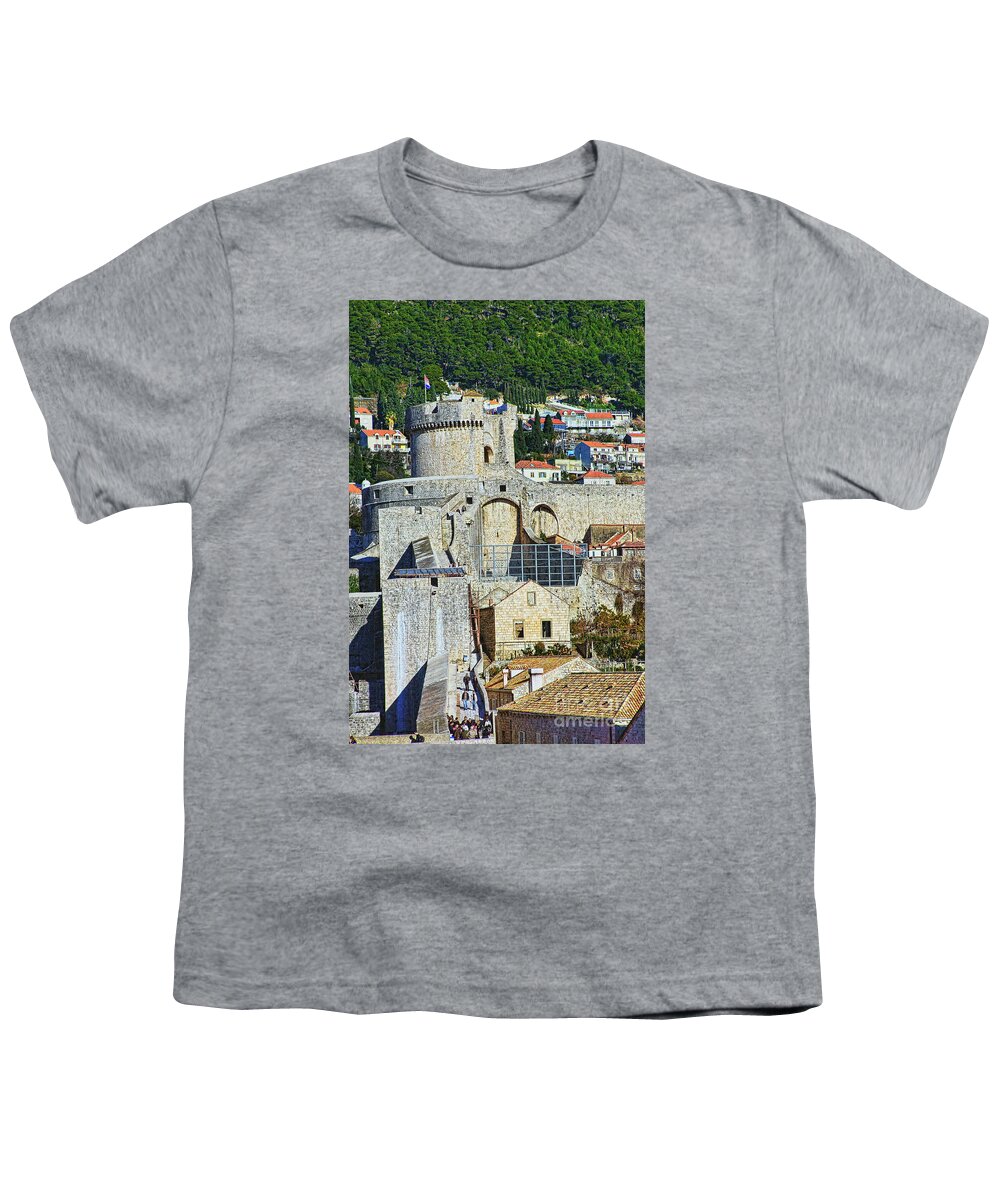 Town Youth T-Shirt featuring the photograph Dubrovnik City Walls - Minceta by Jasna Dragun
