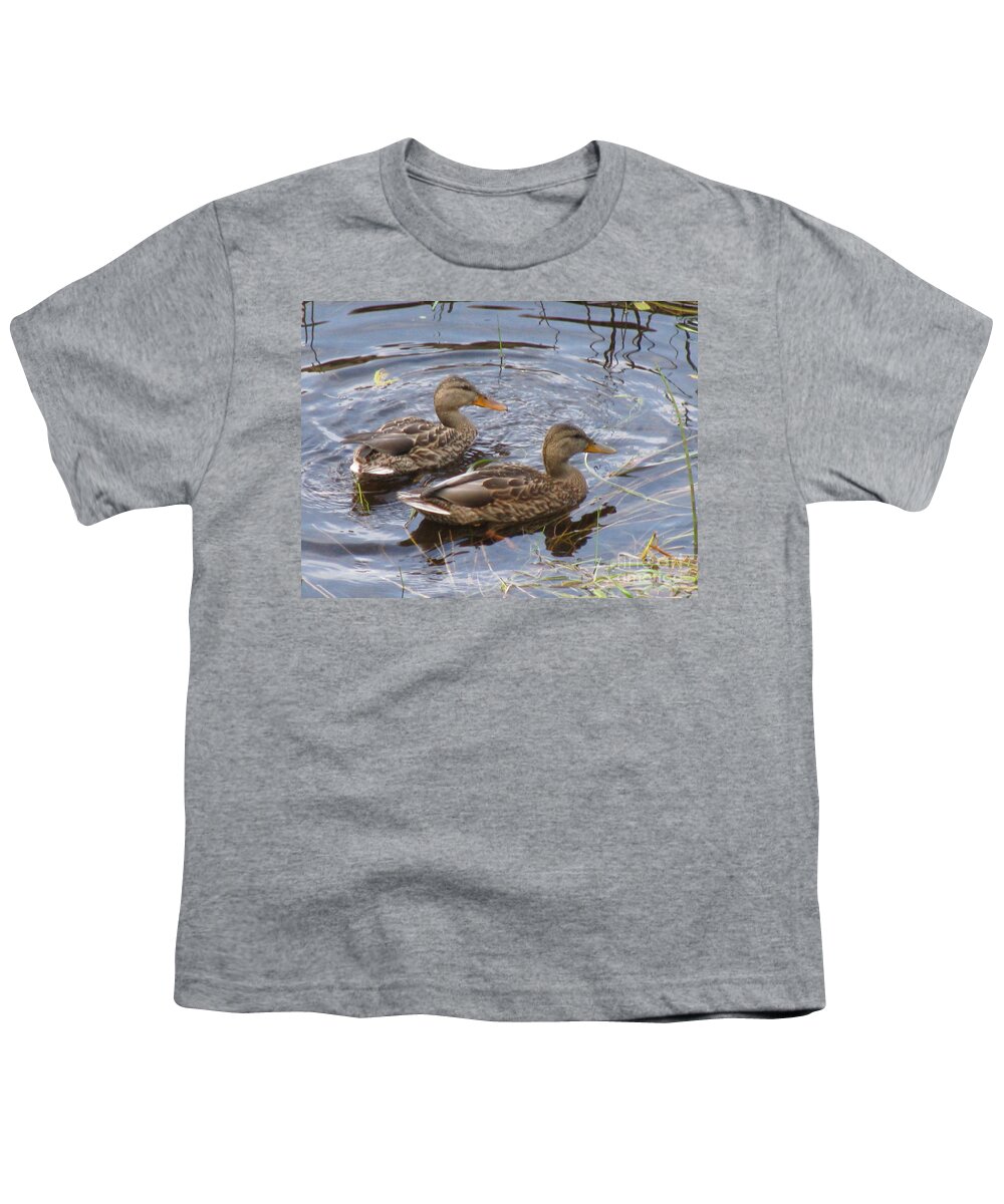 Ducks Youth T-Shirt featuring the photograph Duck Duo by Anthony Trillo