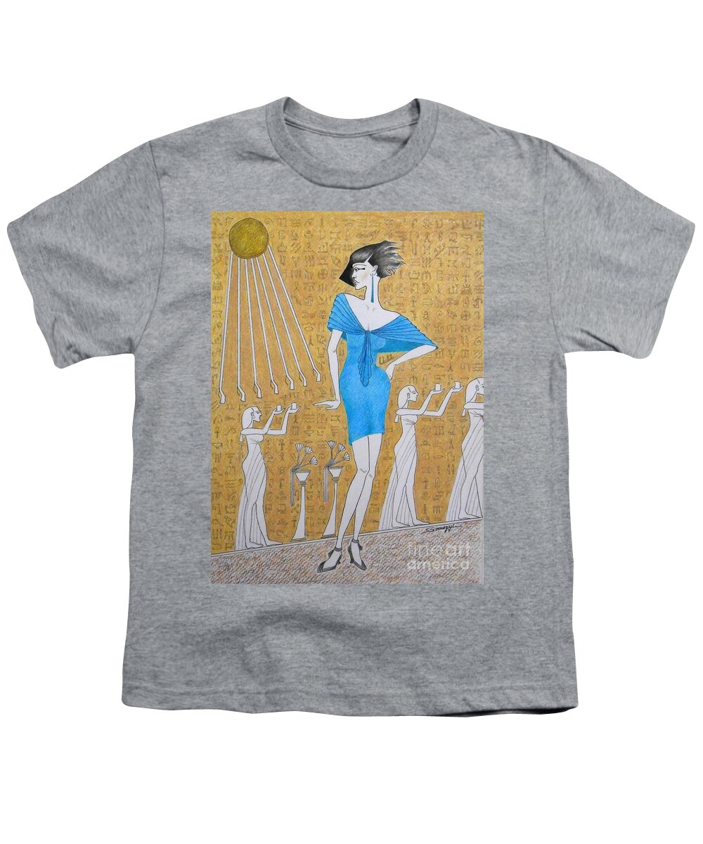 Egyptian Youth T-Shirt featuring the drawing Egyptian Evolution by Jayne Somogy
