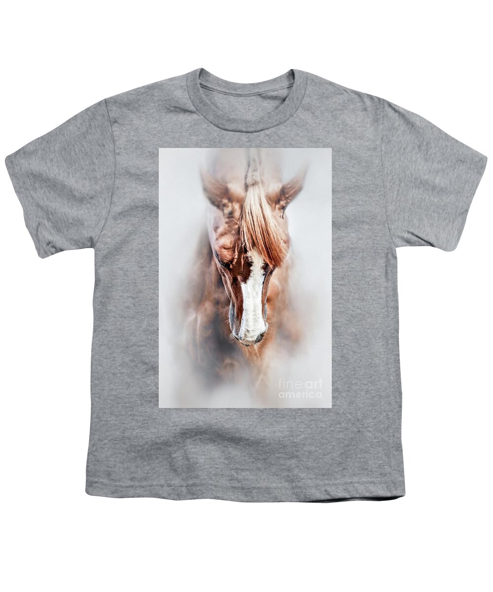 Horse Youth T-Shirt featuring the photograph Equine portrait Beautiful thoroughbred horse head by Dimitar Hristov