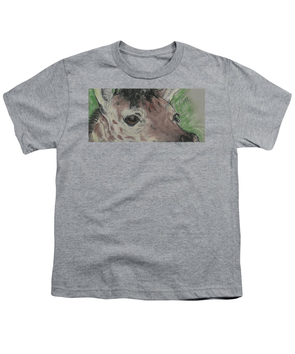Giraffe Youth T-Shirt featuring the drawing Eyes On You by Cori Solomon