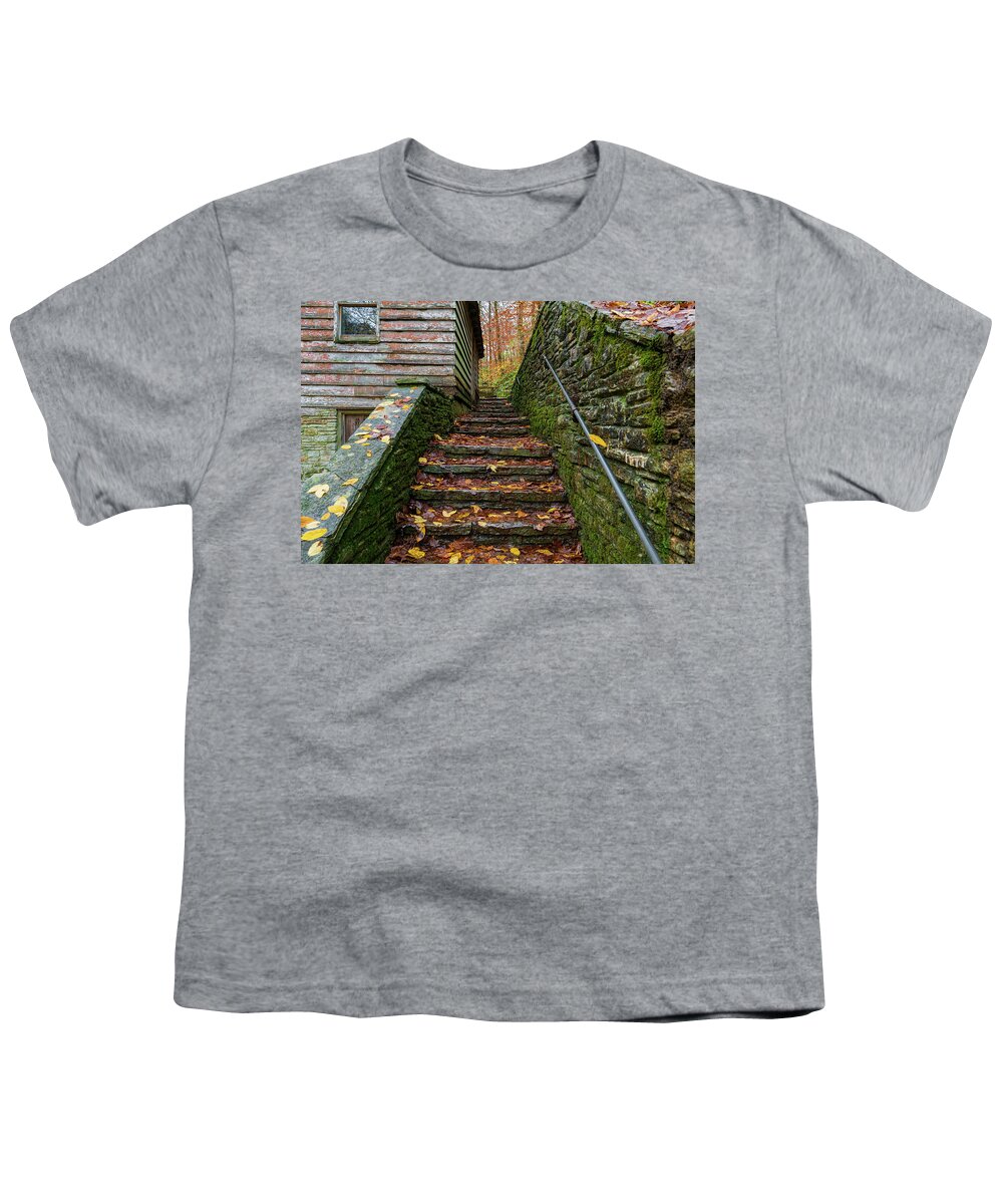 Sharon Popek Youth T-Shirt featuring the photograph Fall Up Stairs by Sharon Popek