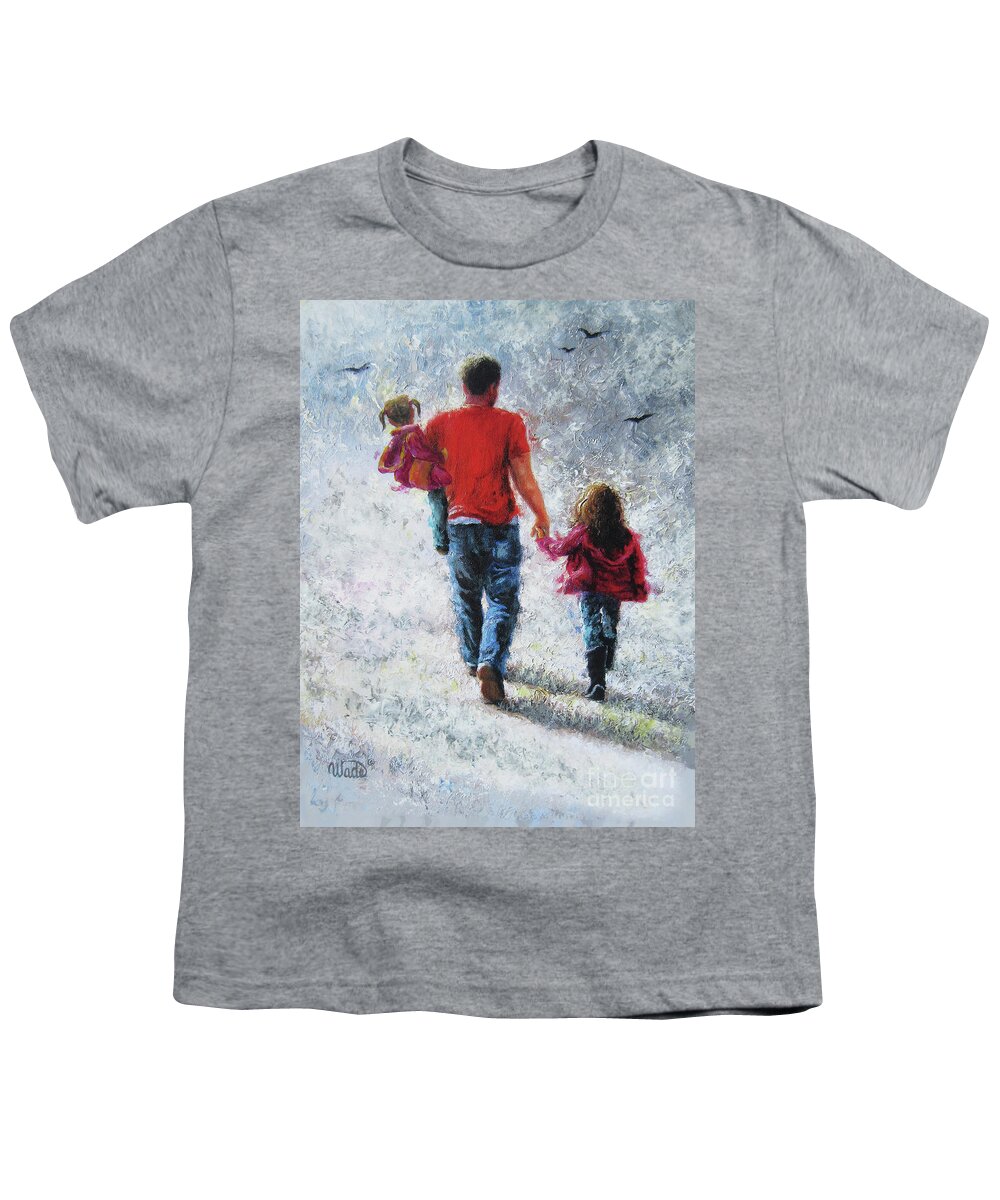 Father Two Daughters Walking Youth T-Shirt by Vickie Wade - Vickie Wade - Website