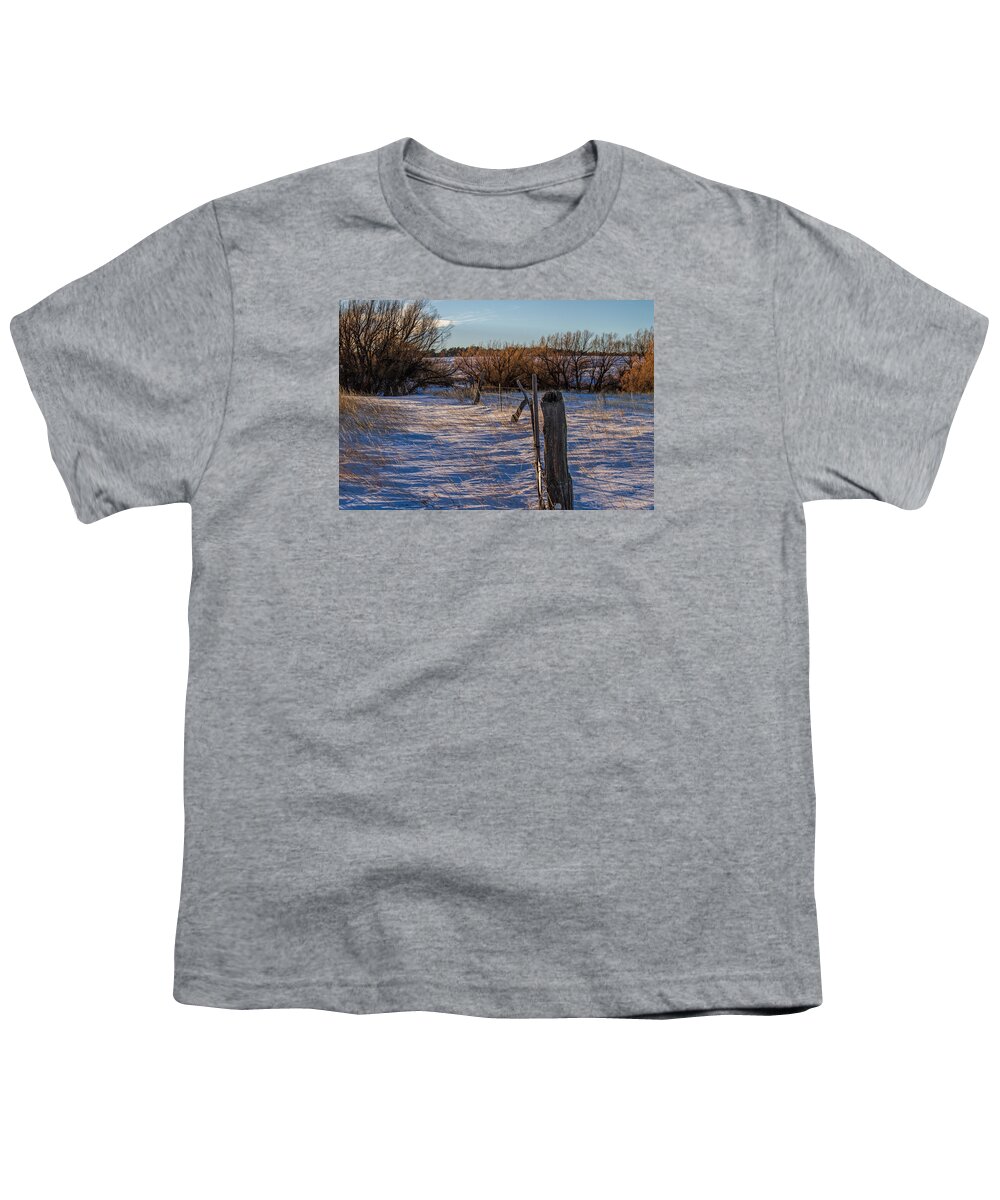 Snow Youth T-Shirt featuring the photograph Fence Line by Alana Thrower