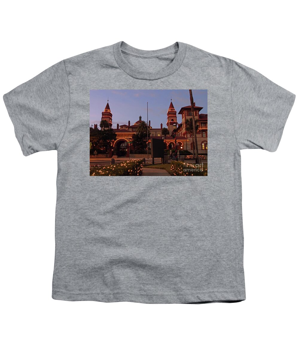 St Augustine Youth T-Shirt featuring the photograph Flagler College Night Of Lights by D Hackett