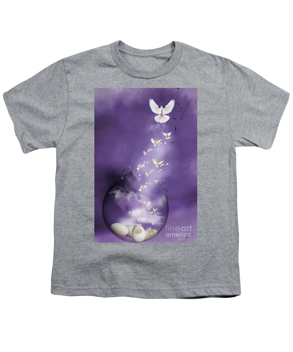 Doves Youth T-Shirt featuring the mixed media Flight to Freedom by Jim Hatch
