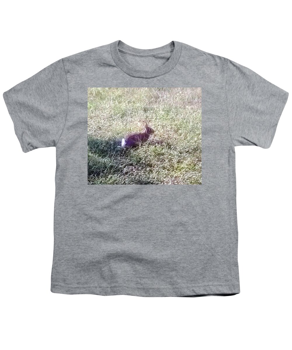 Rabbit. Bunny .wildlife Sanctuary Youth T-Shirt featuring the photograph Floppy Our Local Bunny by Suzanne Berthier