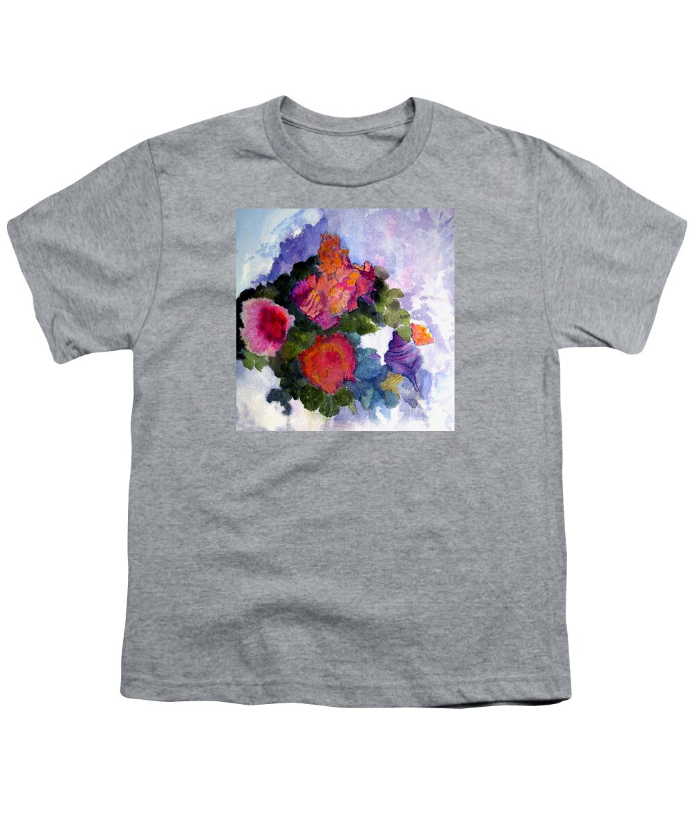 Flower Youth T-Shirt featuring the painting Flowers in Abstract by Sandy McIntire