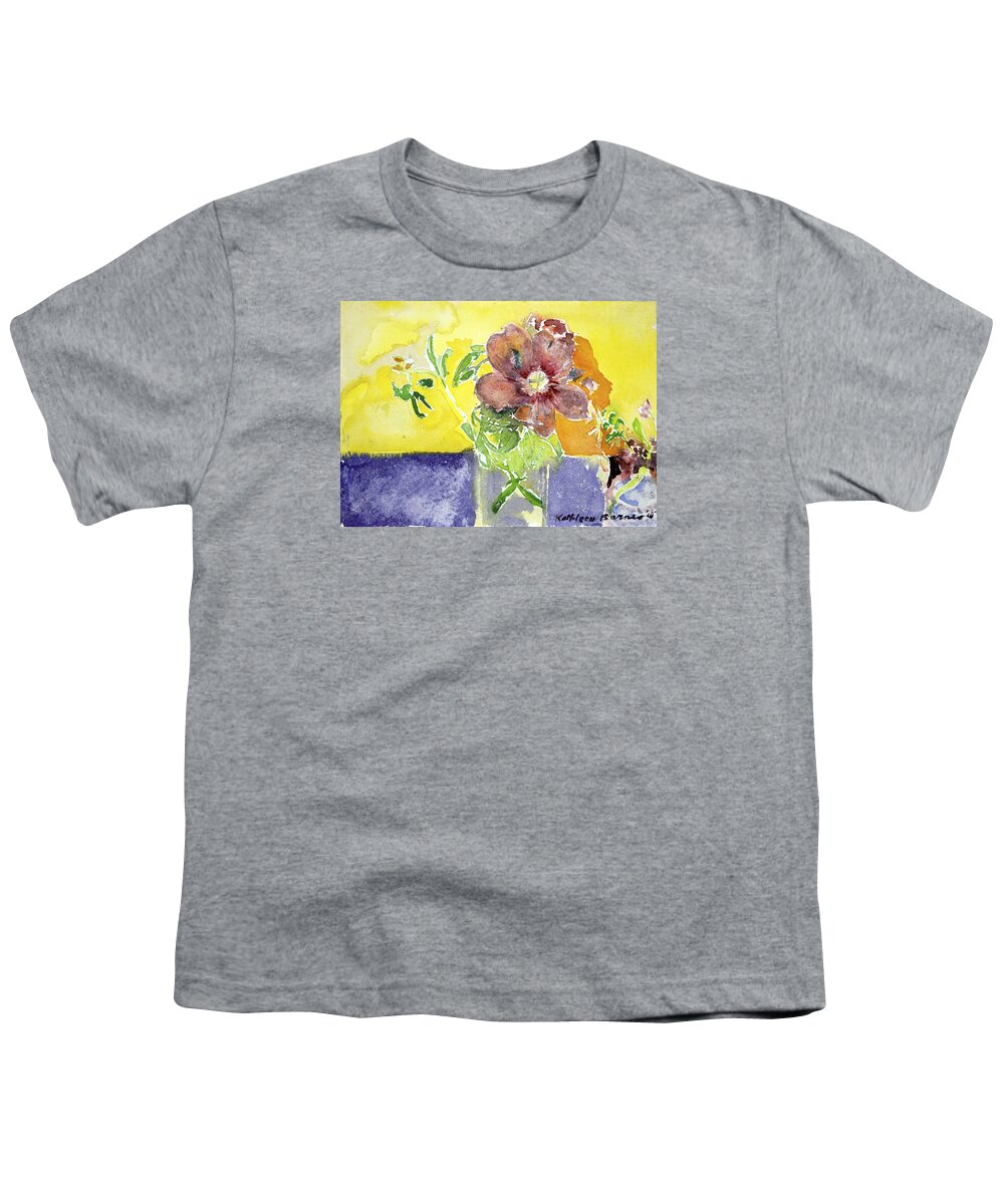  Youth T-Shirt featuring the painting Flowers on a Blue Table by Kathleen Barnes