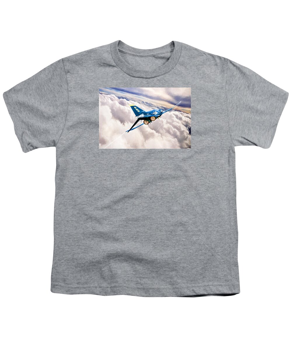Aviation Youth T-Shirt featuring the digital art Forever Blue by Peter Chilelli