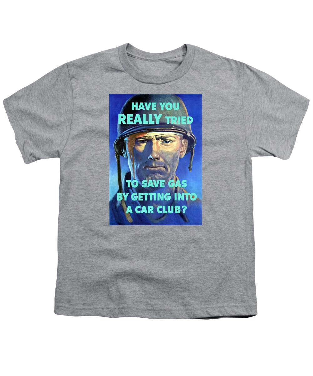 Wounded Soldier Youth T-Shirt featuring the painting Gas Conservation WW2 Poster by War Is Hell Store