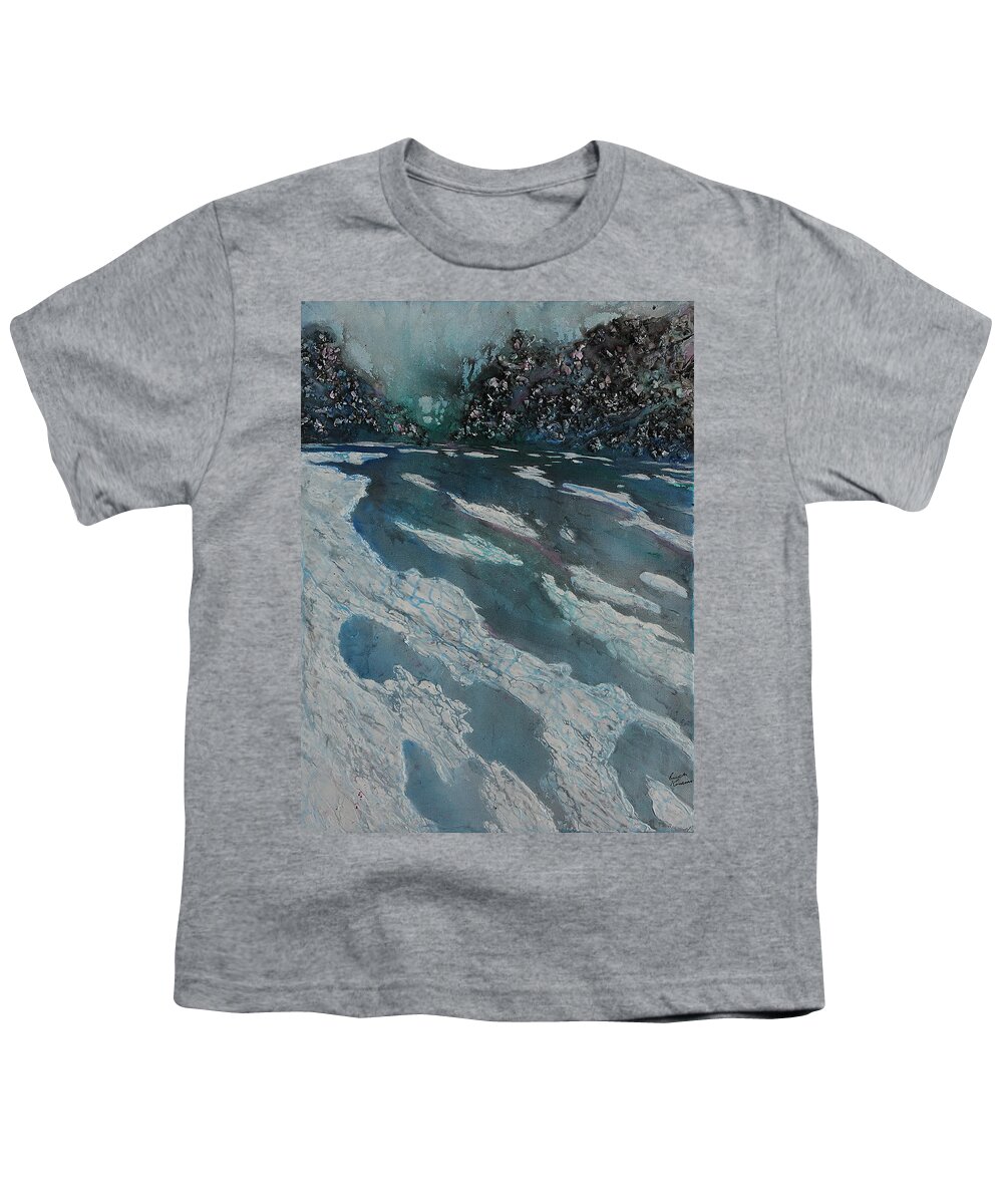 Ice Youth T-Shirt featuring the painting Glacial Moraine by Ruth Kamenev