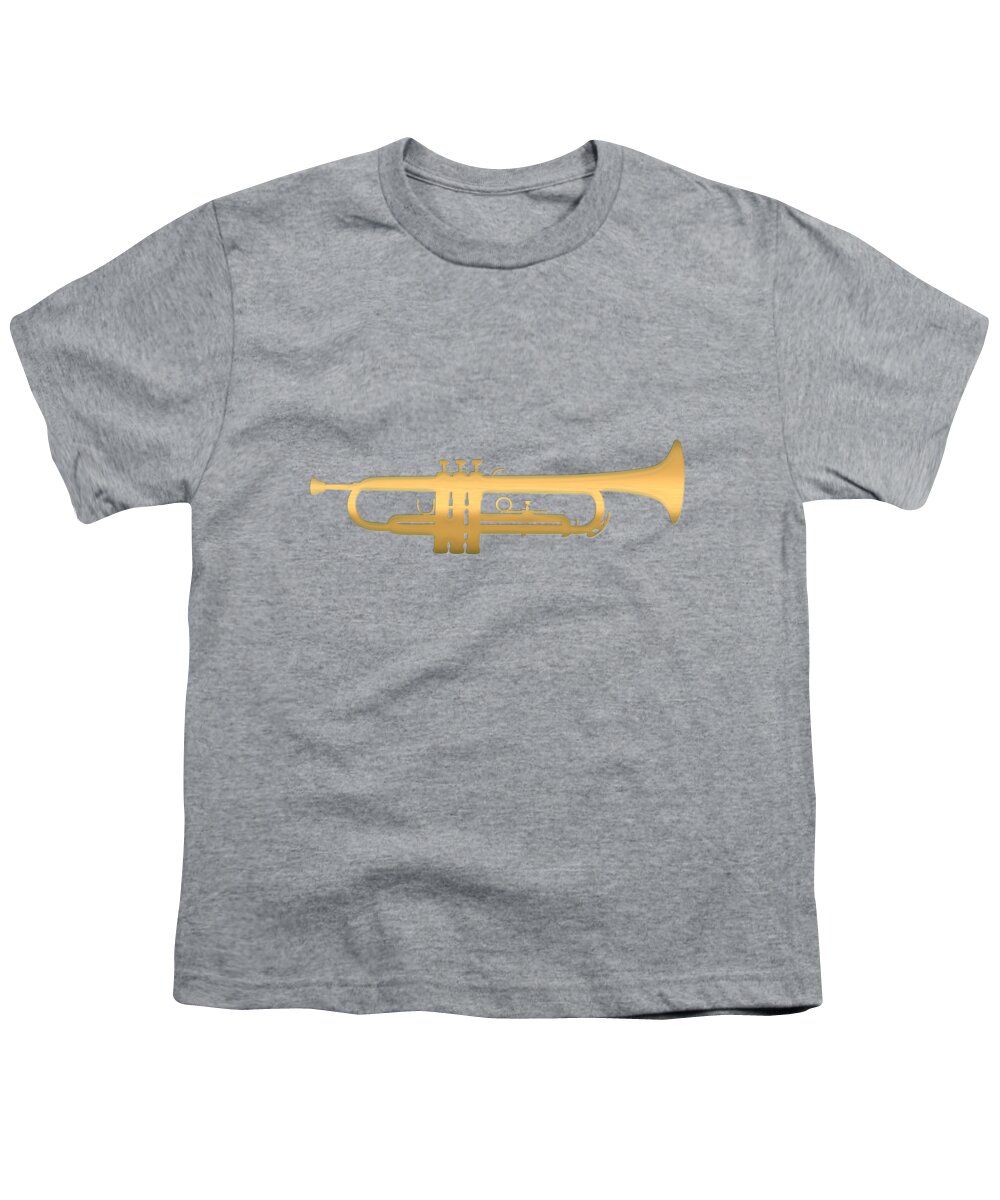 'tools Of The Trade' Collection By Serge Averbukh Youth T-Shirt featuring the digital art Gold Embossed Trumpet on Light Lavender Background by Serge Averbukh
