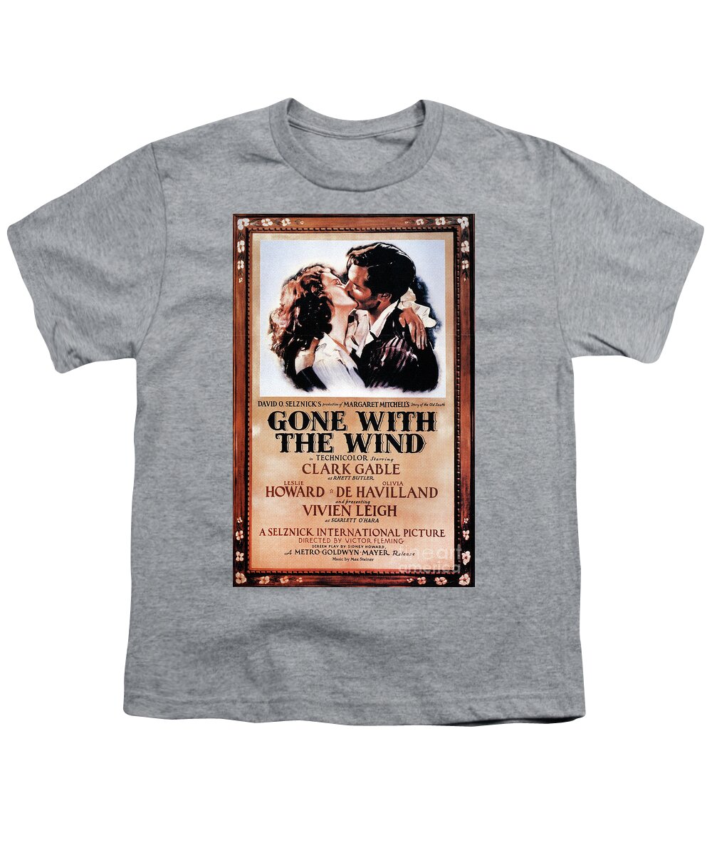 Gone With The Wind Youth T-Shirt featuring the photograph Gone With The Wind Fully Hand Colored Restored Poster by Doc Braham