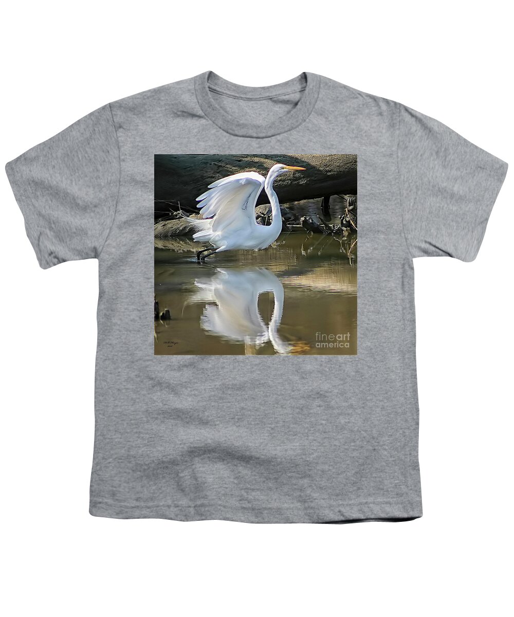 Egret Youth T-Shirt featuring the photograph Great Egret Lifting Off by DB Hayes