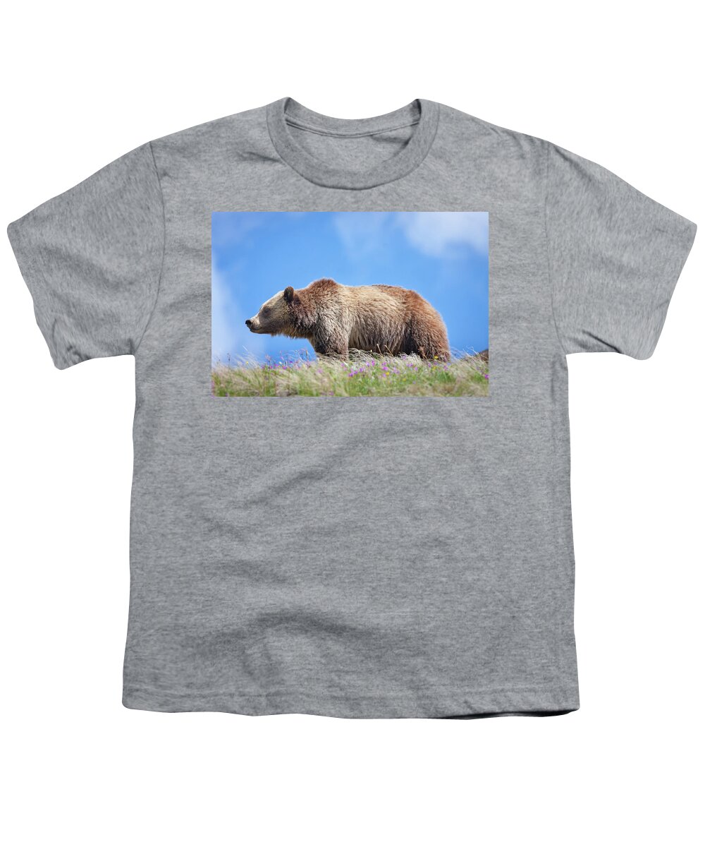 Mark Miller Photos Youth T-Shirt featuring the photograph Grizzly and Blue Sky by Mark Miller
