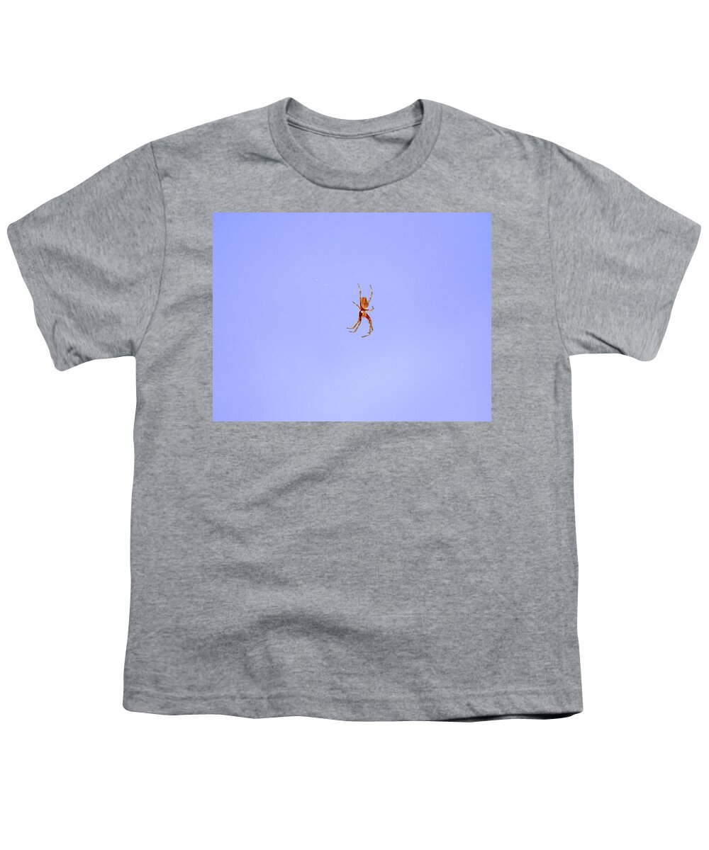 Spider Youth T-Shirt featuring the photograph Hanging By A Thread by Mark Blauhoefer