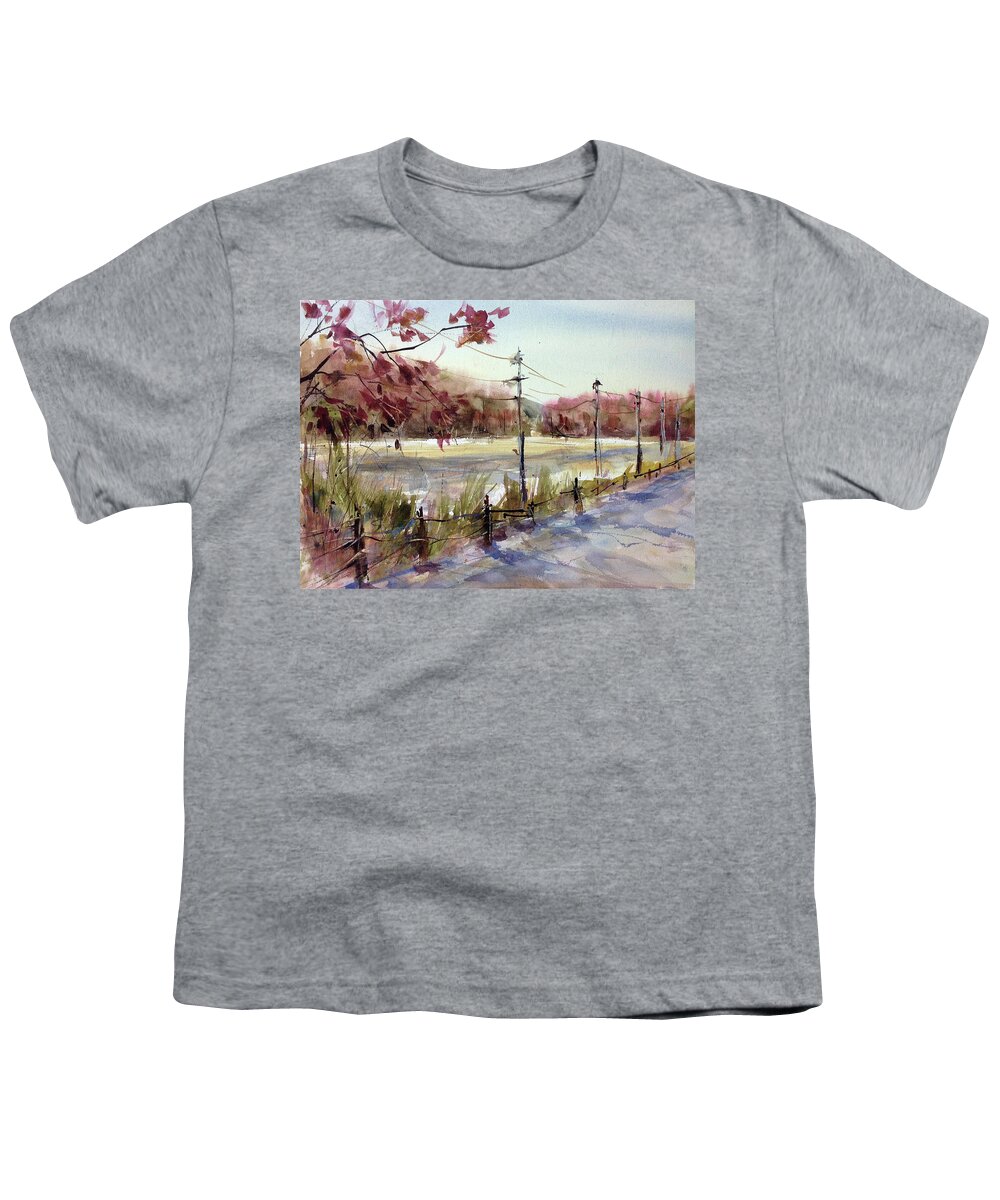 Watercolor Youth T-Shirt featuring the painting Heading to North Country by Judith Levins