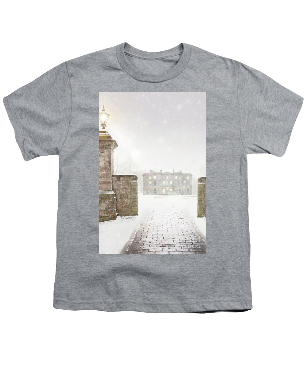 Edwardian Youth T-Shirt featuring the photograph Historic Mansion House In Snow by Lee Avison