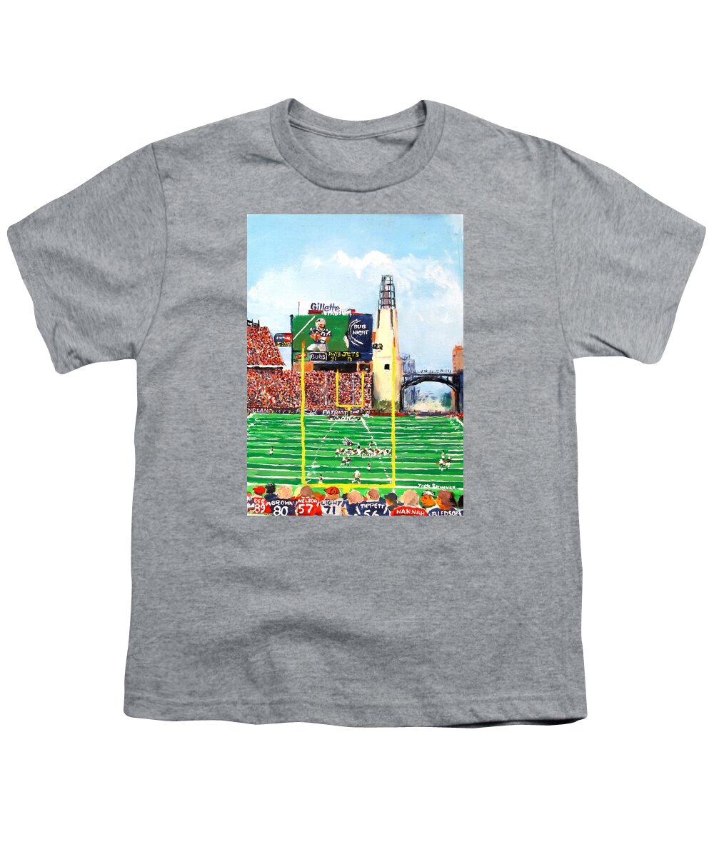 Football Youth T-Shirt featuring the painting Home of the Pats by Jack Skinner