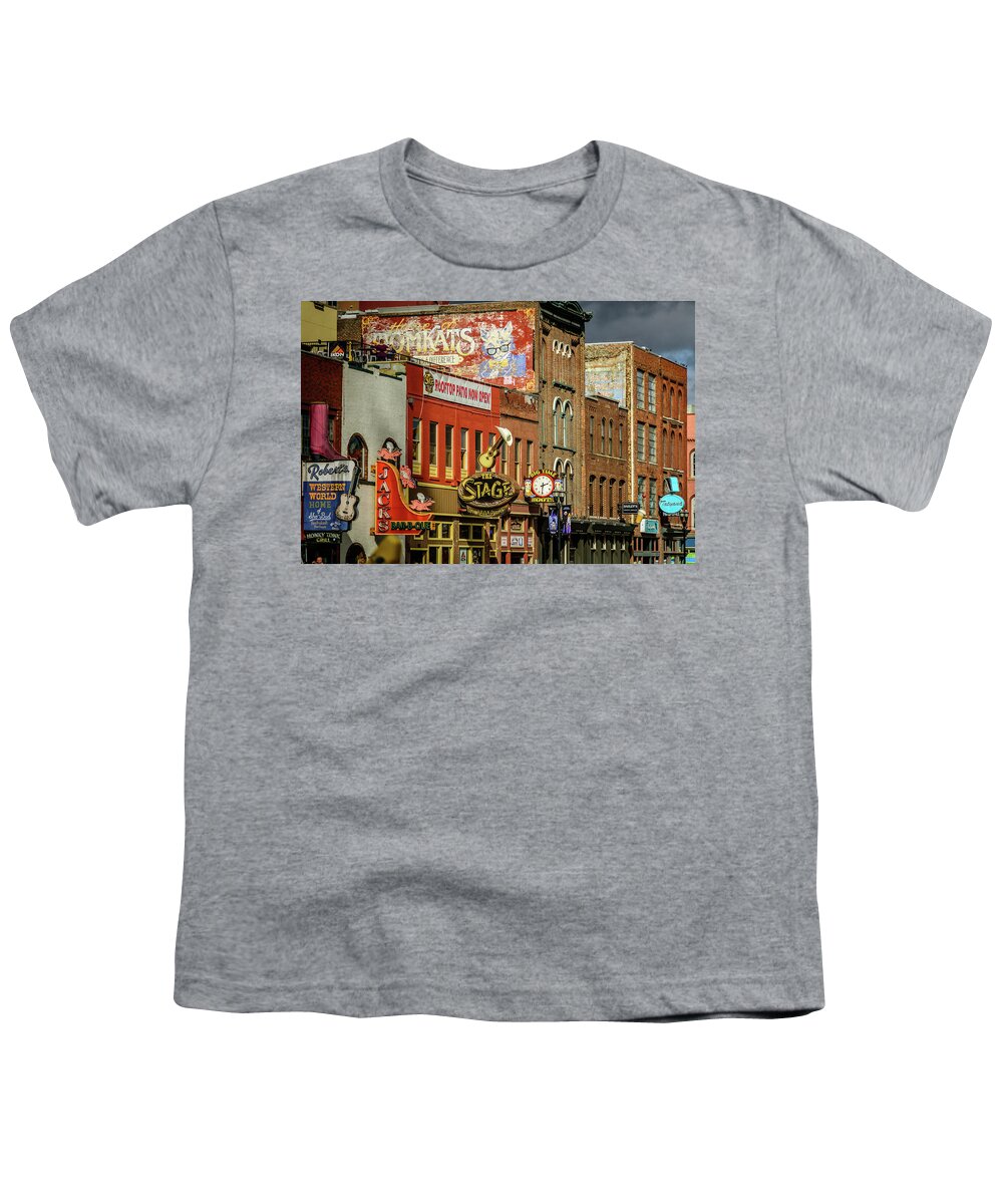 Honky Tonk Row - Nashville Tn Youth T-Shirt featuring the photograph Honky Tonk Row - Nashville TN by Debra Martz