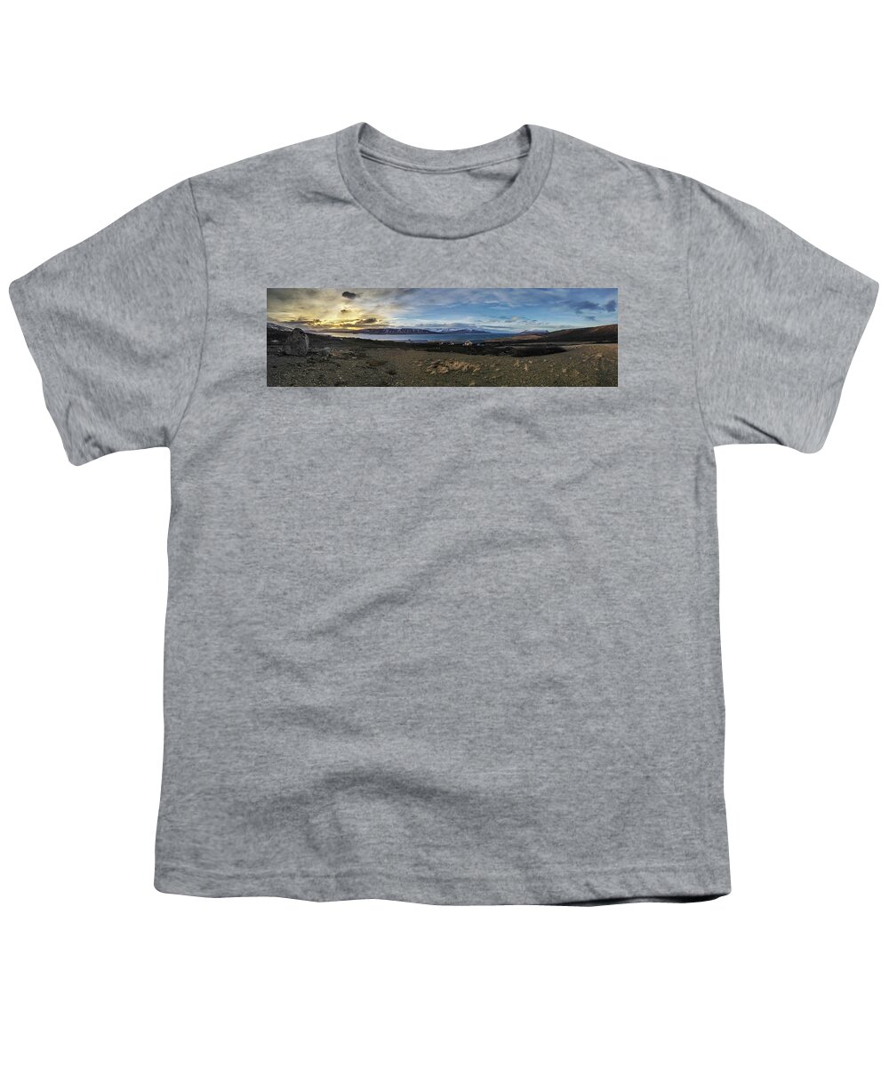 Hvalfjörður Youth T-Shirt featuring the photograph Hvalfjorour Panorama by Geoff Smith