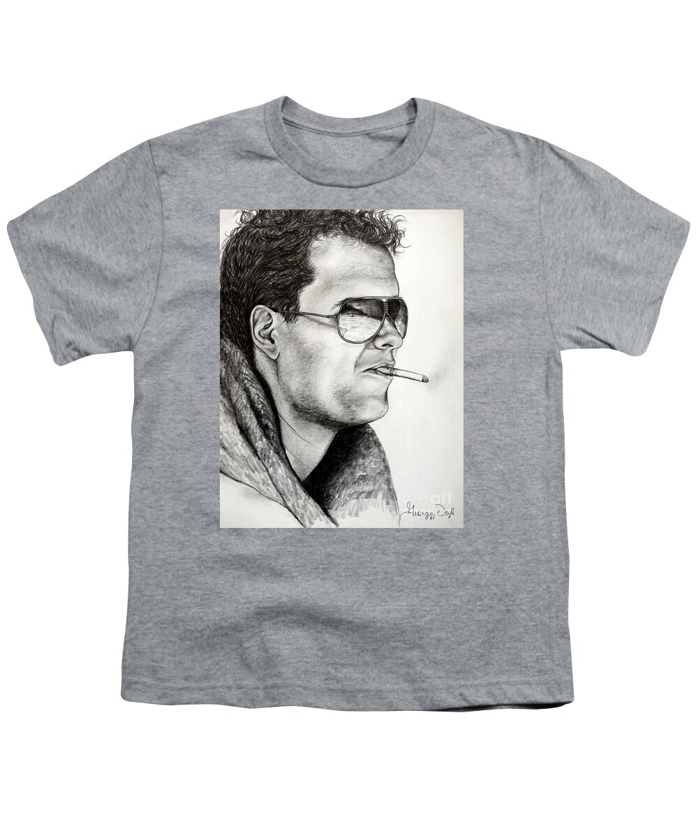 Man Youth T-Shirt featuring the drawing I Gotta Wear Shades by Georgia Doyle