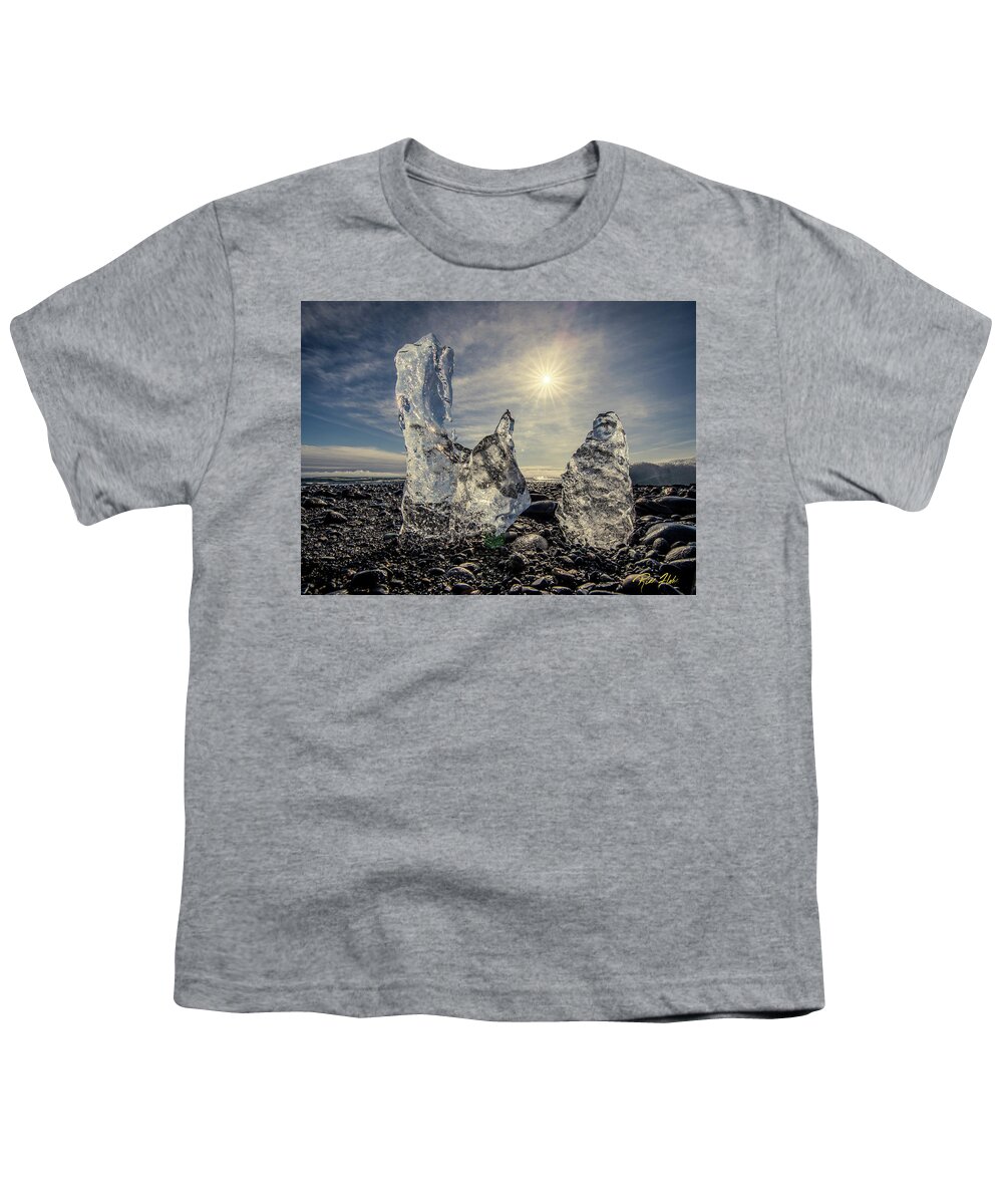 Iceland Youth T-Shirt featuring the photograph Iceberg Fingers catching the sun by Rikk Flohr