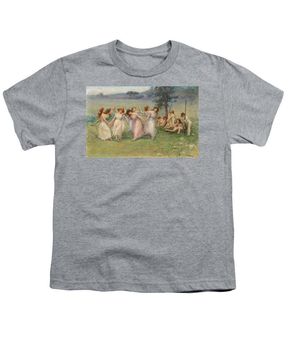 Fausto Zonaro 1854 - 1929 Italian Allegory Of Spring Youth T-Shirt featuring the painting Italian Allegory Of Spring by MotionAge Designs