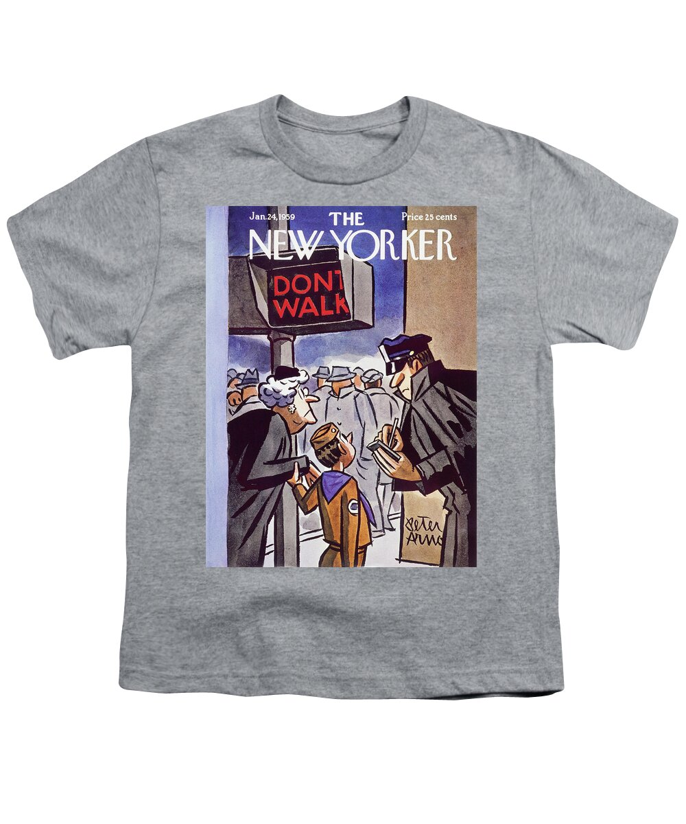 Policeman Youth T-Shirt featuring the painting New Yorker January 24 1959 by Peter Arno