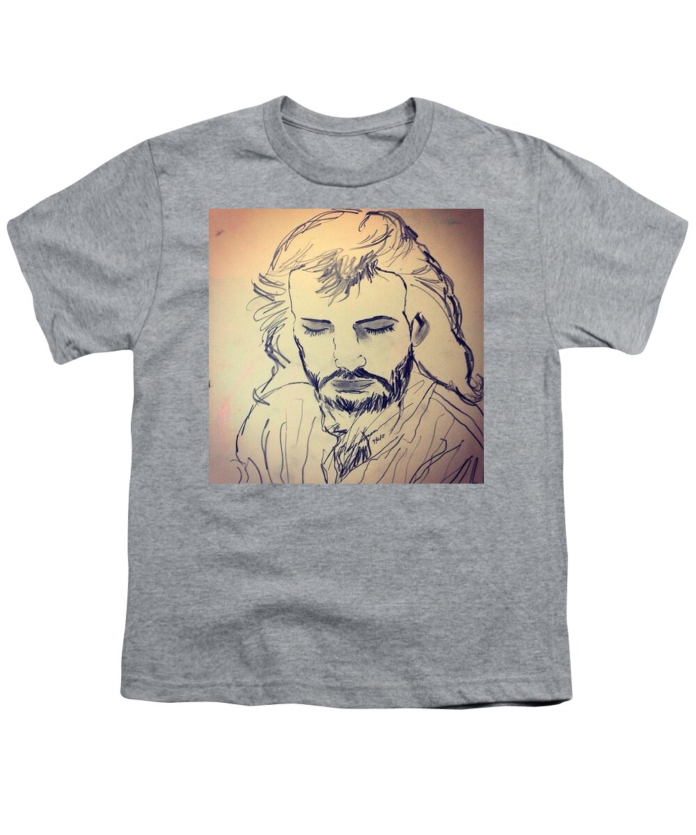 Life Youth T-Shirt featuring the drawing Jesus Life by Love Art Wonders By God