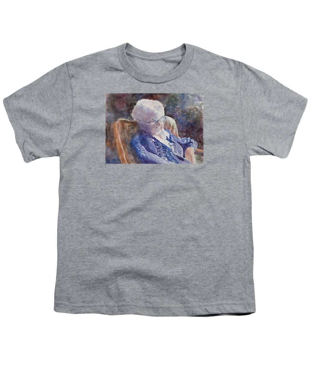 Woman Youth T-Shirt featuring the painting Just Resting My Eyes by Mary Benke