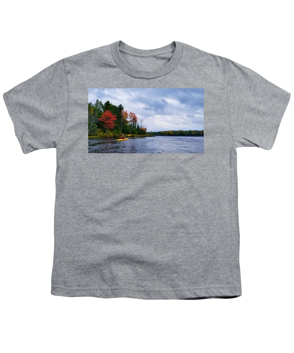 Kayaking Youth T-Shirt featuring the photograph Kayaking in Autumn by Brook Burling