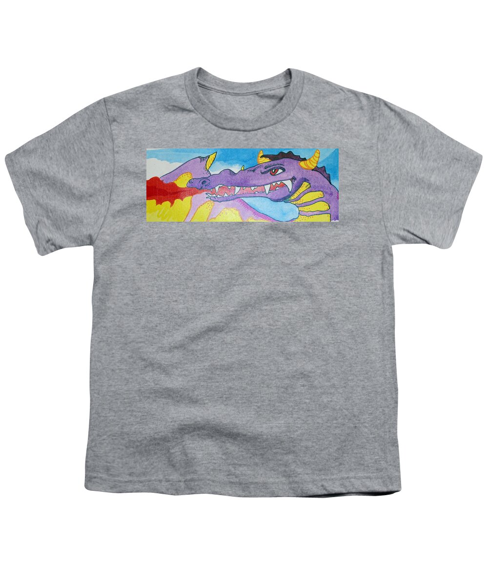 Purple Prints Youth T-Shirt featuring the drawing Kiss My Fire by Robert Margetts