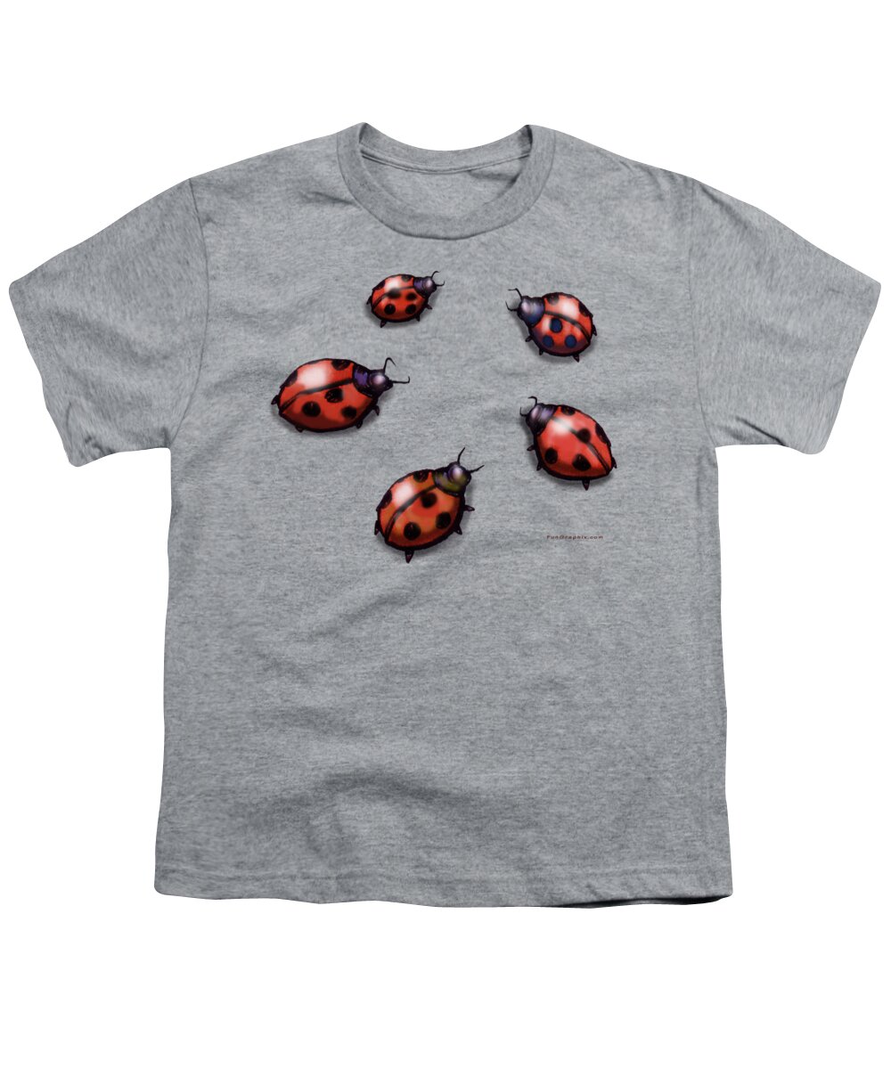Ladybug Youth T-Shirt featuring the digital art Ladybugs by Kevin Middleton