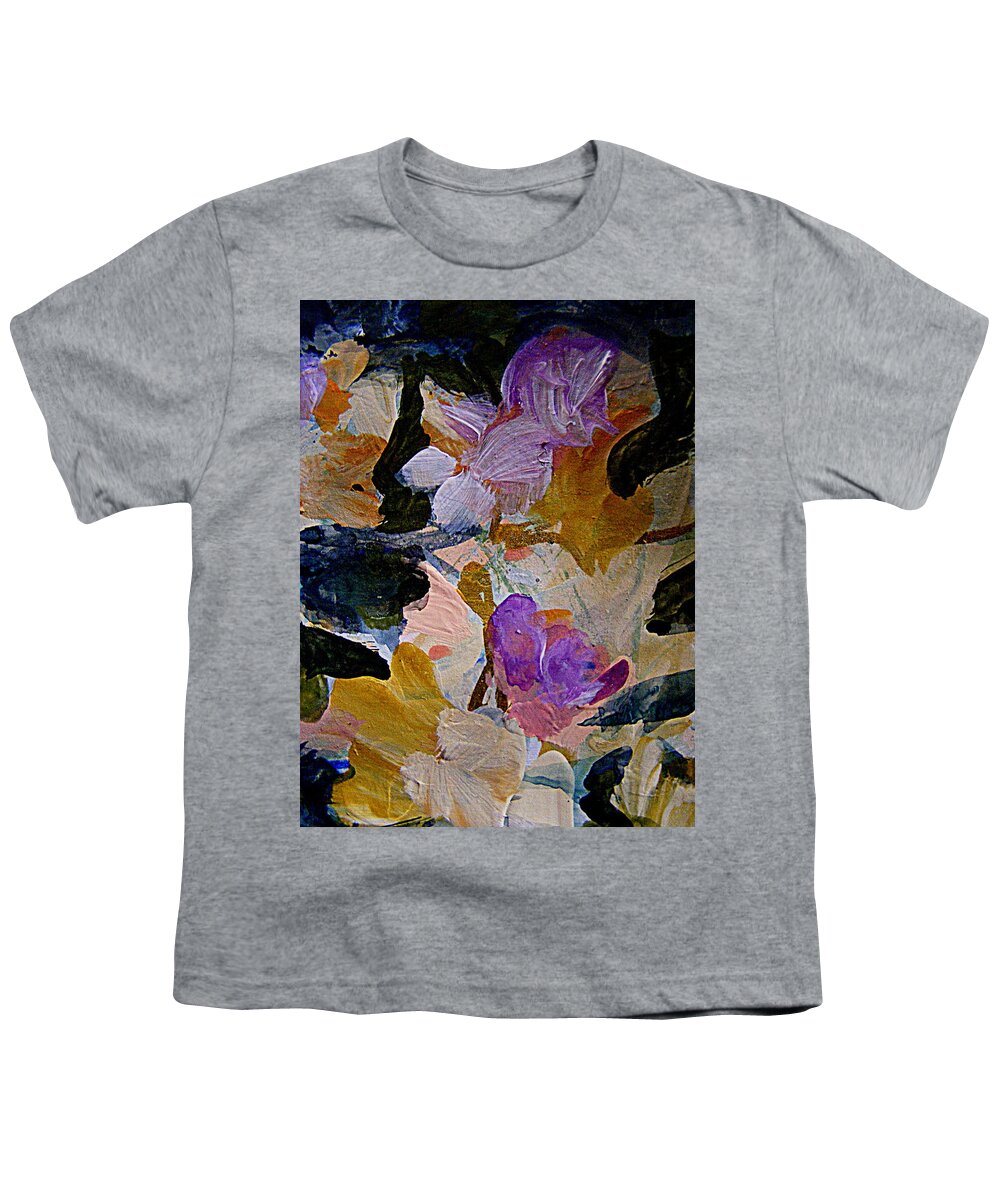 Gouache Abstract Flower Painting Youth T-Shirt featuring the painting Lavender Ladies by Nancy Kane Chapman