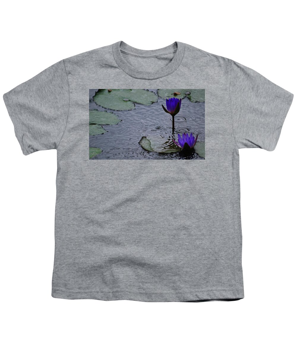 Water Lily Youth T-Shirt featuring the photograph Lilies in the Rain by Amee Cave