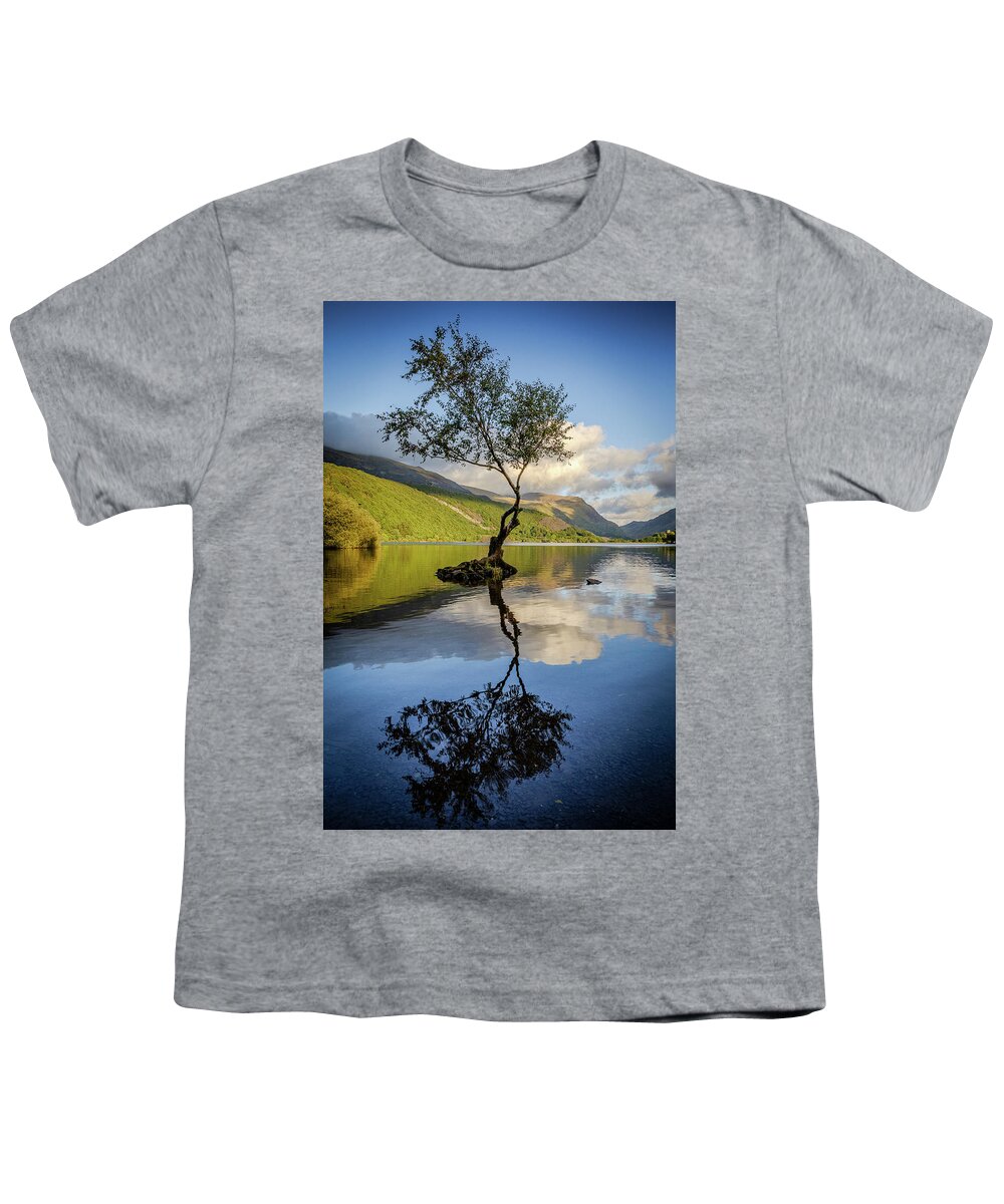 Gwynedd Youth T-Shirt featuring the photograph Lone Tree, Llyn Padarn by Peter OReilly