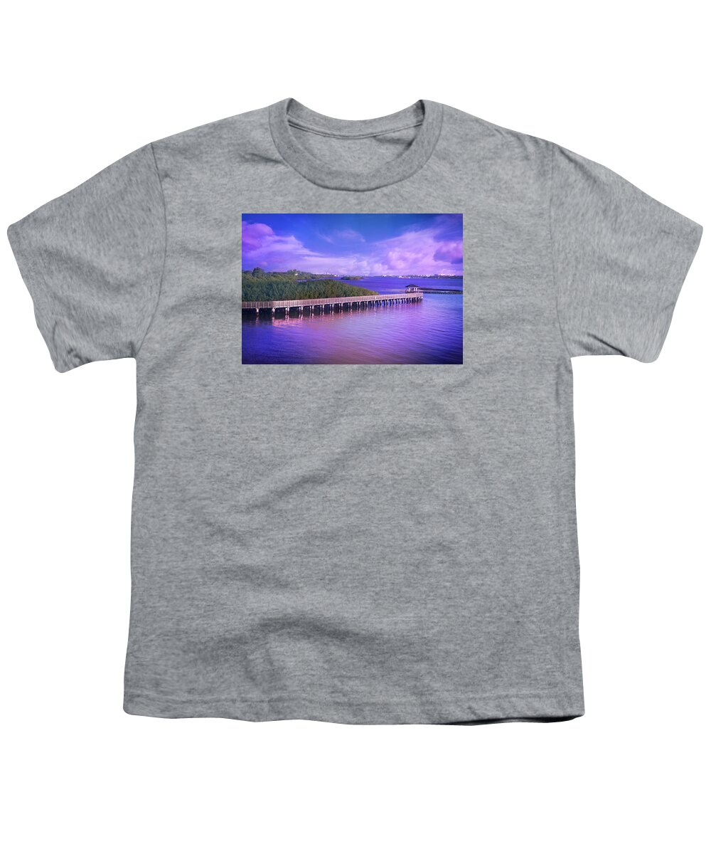 Intracoastal Waterway Youth T-Shirt featuring the photograph Lovely Light on the Intracoastal Waterway by Lynn Bauer
